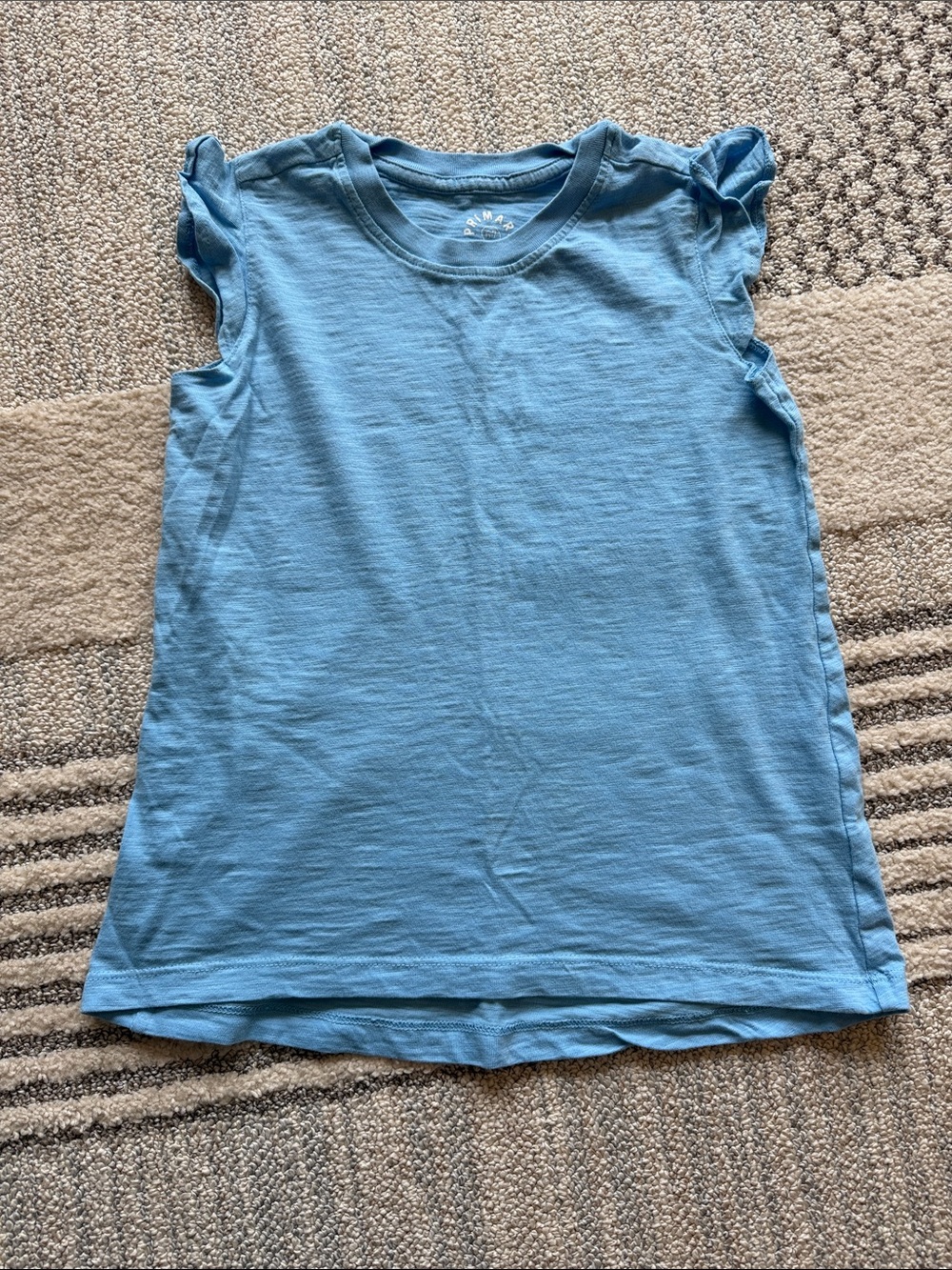 Primary Light Blue Ruffle Sleeve Tank Top